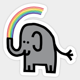 Cute Animals Elephant Spits Rainbow Sticker